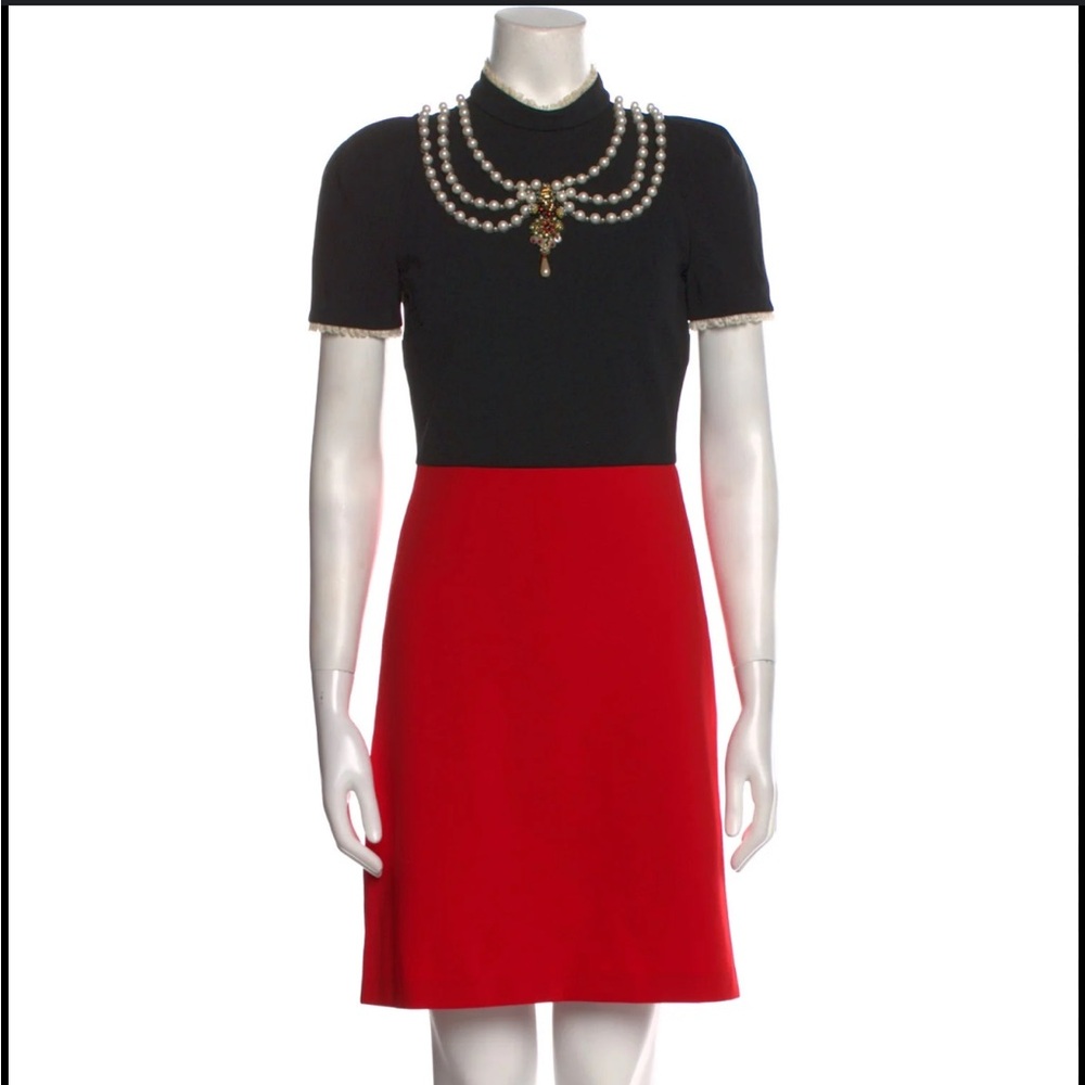 Gucci By Alessandro Michele Red and Black Colorblock Dress